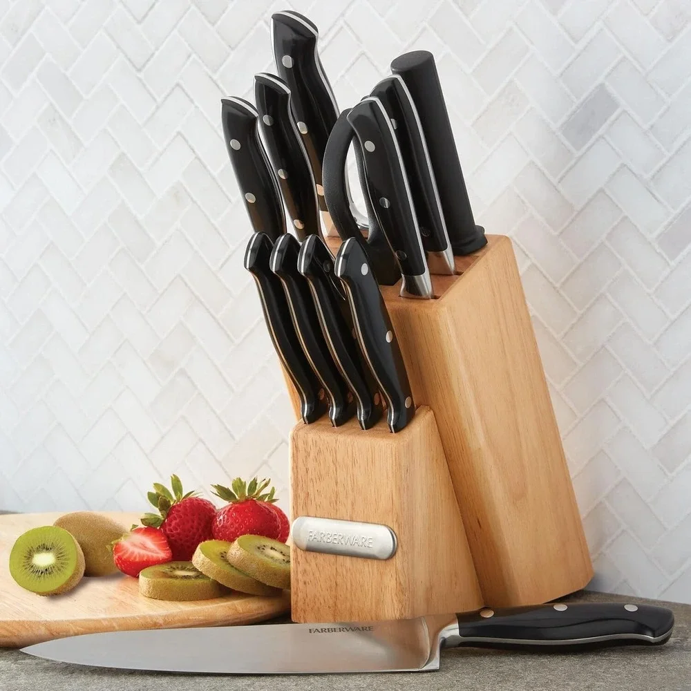 Farberware 12-Piece Forged Knife Set – High-Carbon Steel, Triple Riveted Handles